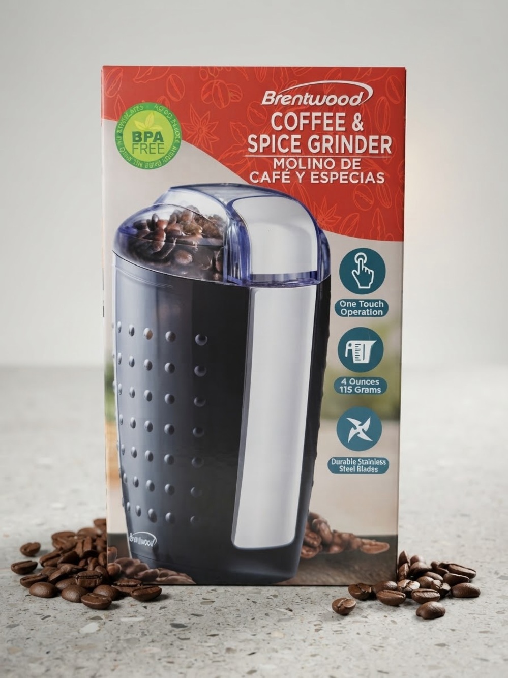 NIB Brentwood Electric Coffee & Spice Grinder Black - CG-158B